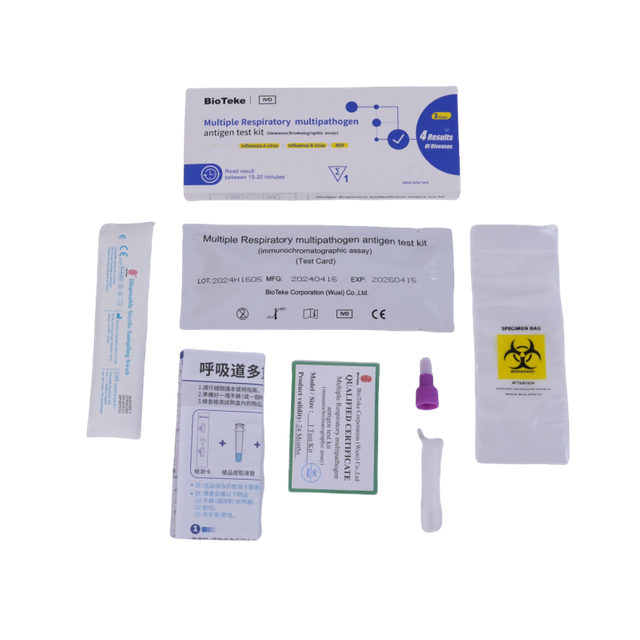 Bioteke 4 w 1 Covid-19, Flu A+B, RSV Antygen Rapid Test Zestaw testowy